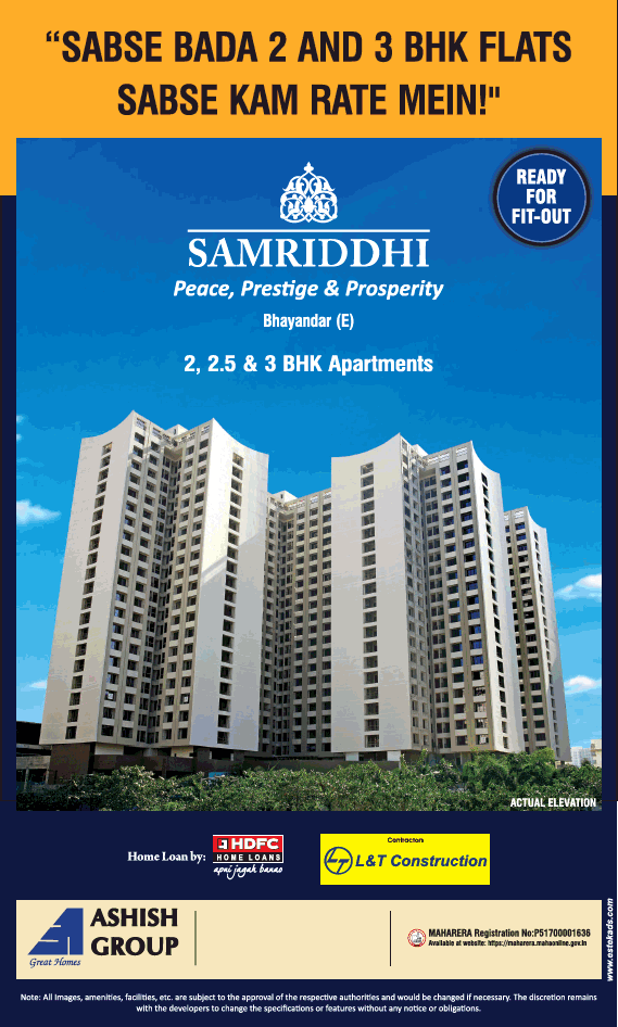 Book 2, 2.5 and 3 BHK apartments at Ashish Samriddhi, Mumbai Update